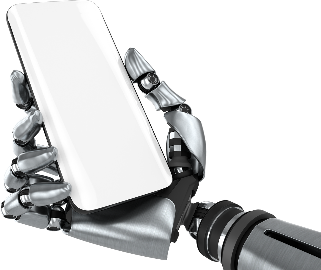 Robotic Arm Holding Smartphone Concept on Transparent Background - Download Free Stock Images Pikwizard.com