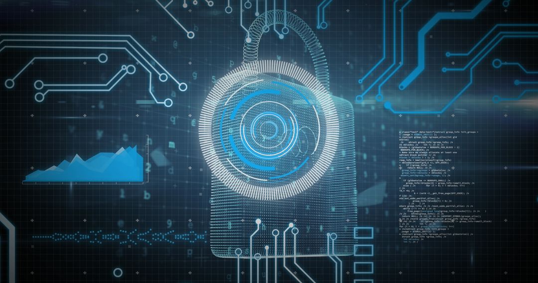 Digital Security Visualization with Lock and Circuit Elements - Free Images, Stock Photos and Pictures on Pikwizard.com