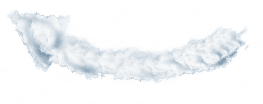 Curved White Cloud Arrow on Transparent Background