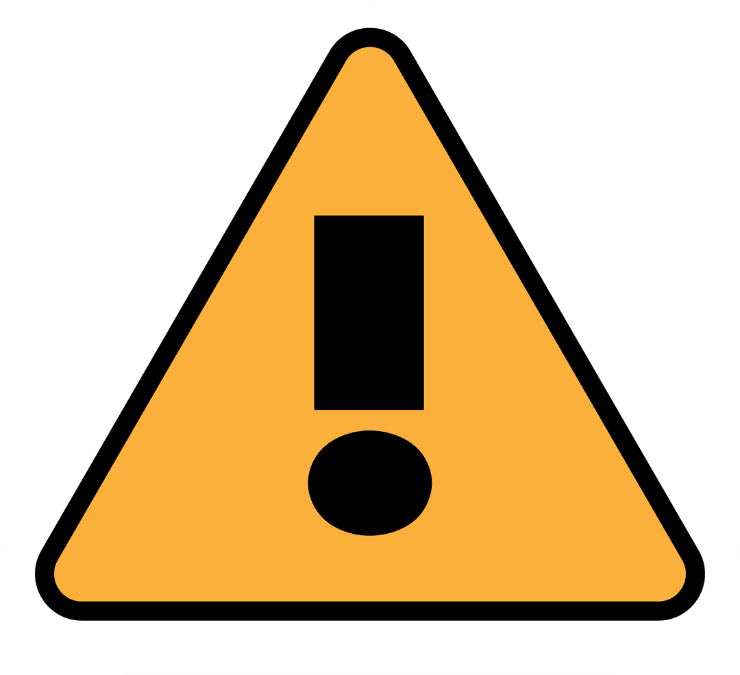 Flat Caution Sign with Exclamation Mark on Transparent Background