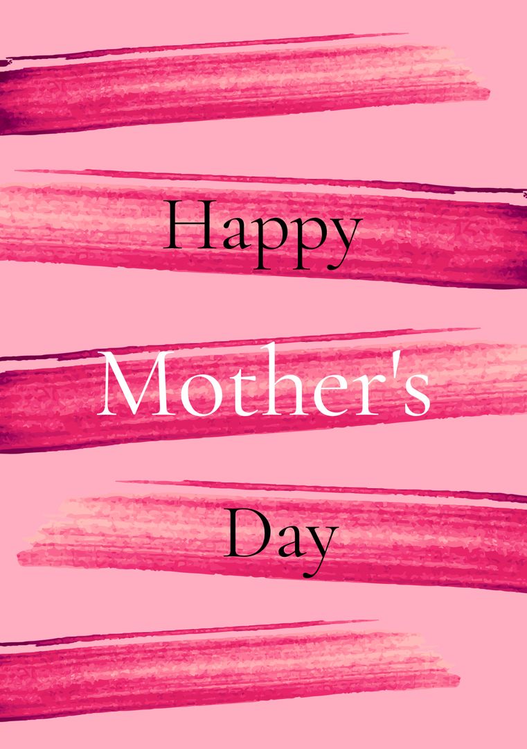 Elegant Mother's Day Card with Pink Brush Strokes