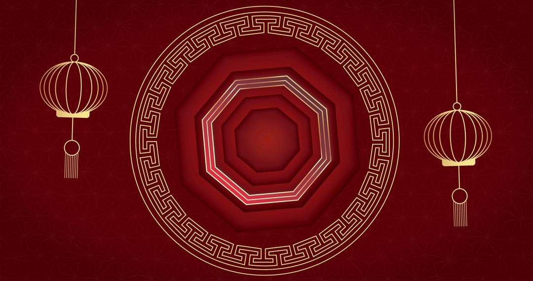 Chinese New Year Festive Background with Decorative Lanterns