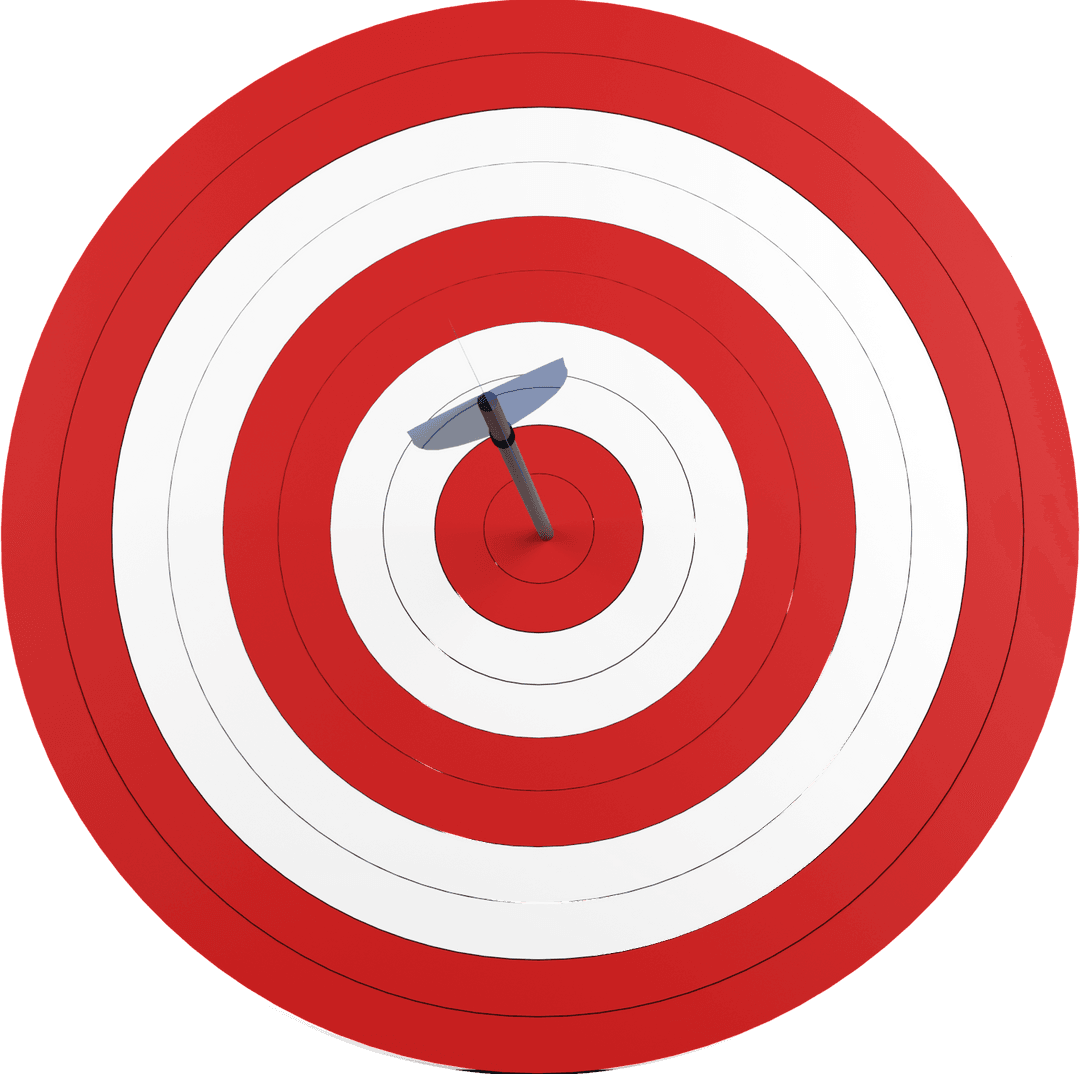 Dart Hits Center of Target on Transparent Background