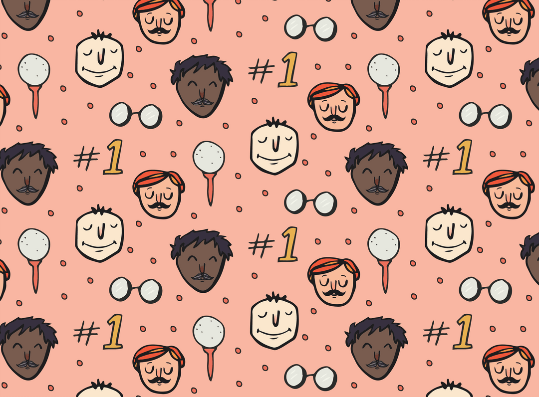 Assorted Heads, Dots, and Numbers Illustration Seamless Pattern Transparent Background