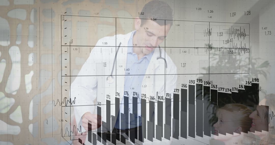 Doctor Analyzing Data with Modern Medical Technology Interface
