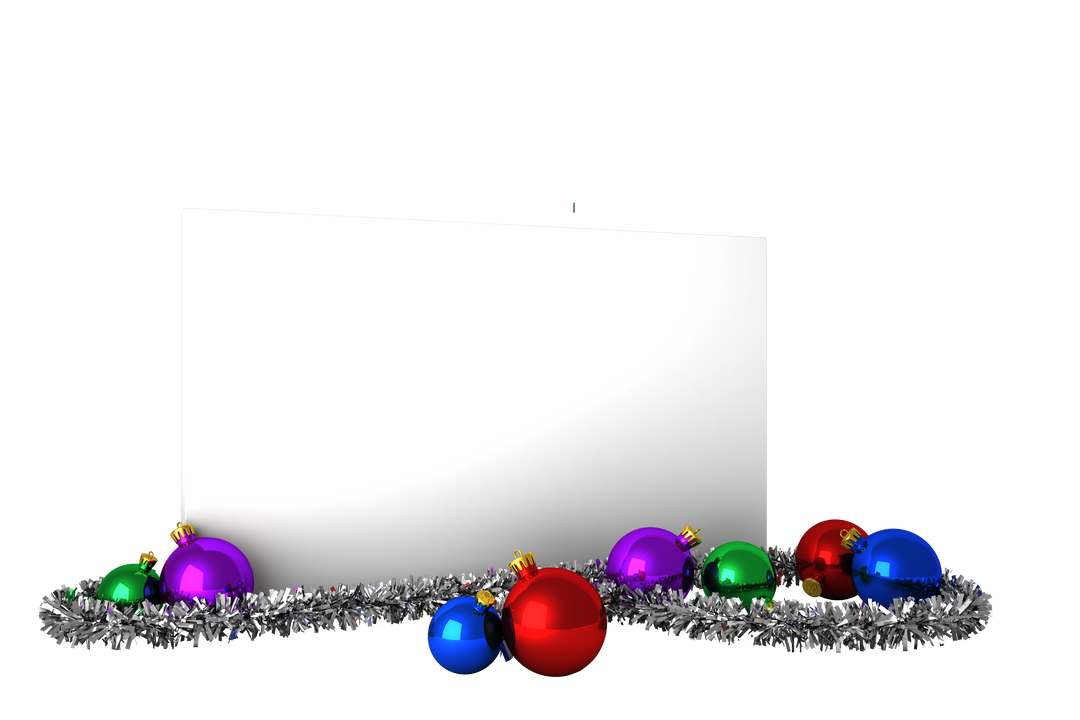 Blank Transparent Christmas Poster with Colorful Ornaments and Garland - Download Free Stock Images Pikwizard.com