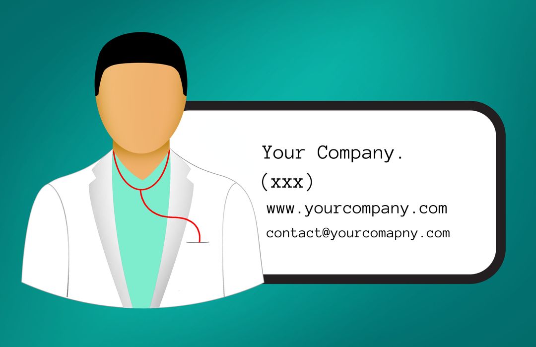 Professional Medical Contact Template with Lab Coat Icon