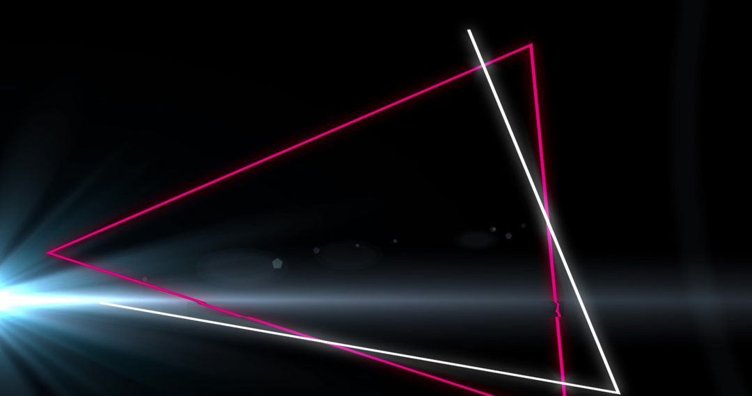 Abstract Glowing Triangles with Neon Lights on Black Background