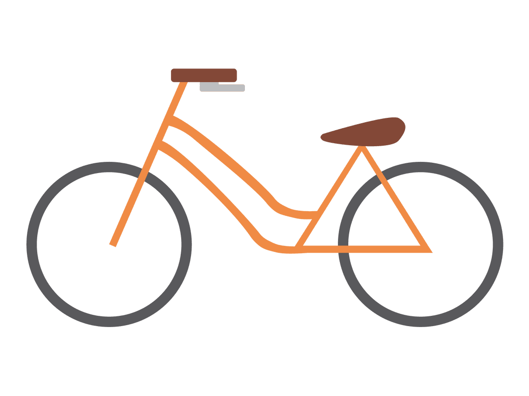 Orange Bicycle Vector on Transparent Background