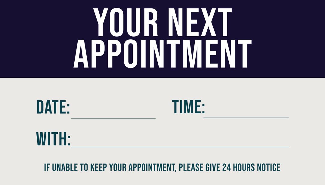 Next Appointment Blank Card Template for Scheduling Details - Download Free Stock Templates Pikwizard.com