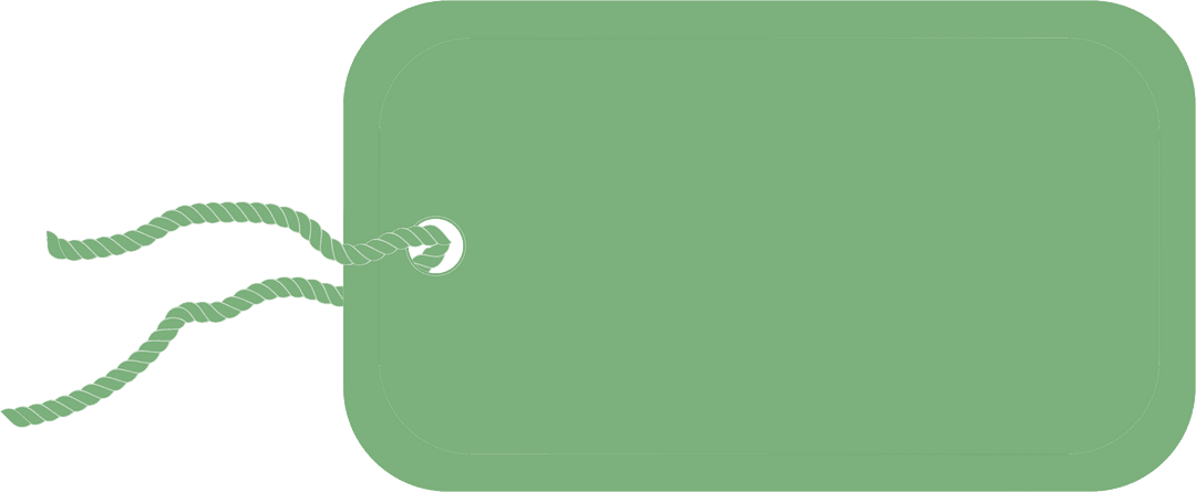 Green Rectangular Tag Isolated on Transparent Background