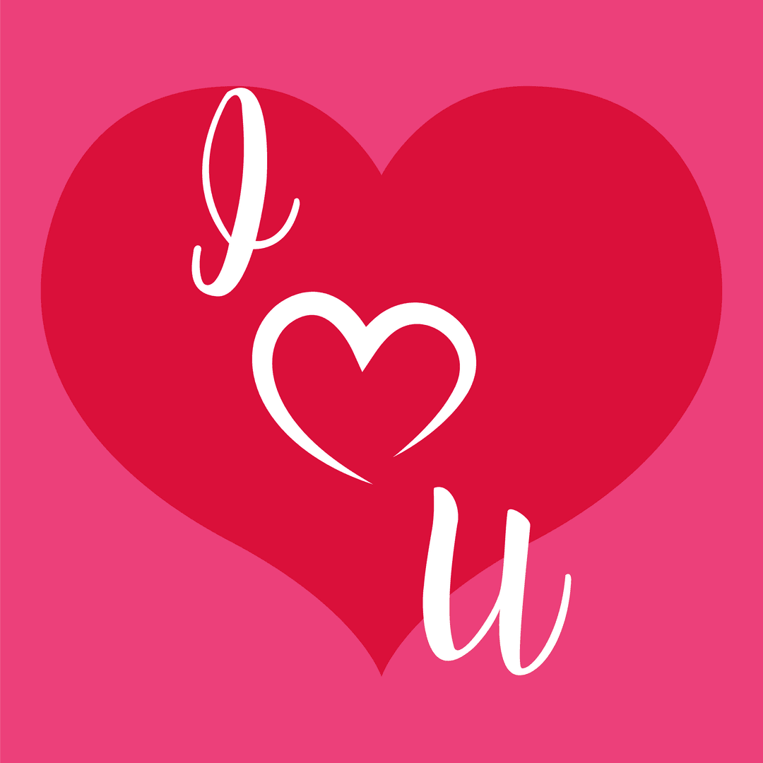 Transparent Pink Heart with I Love You Text for Romance