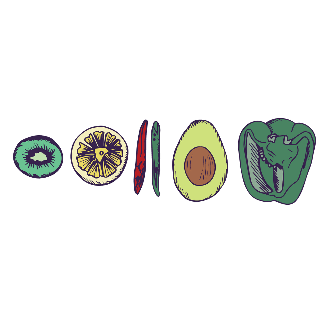 Colorful Fruits and Vegetables Transparent PNG Illustration