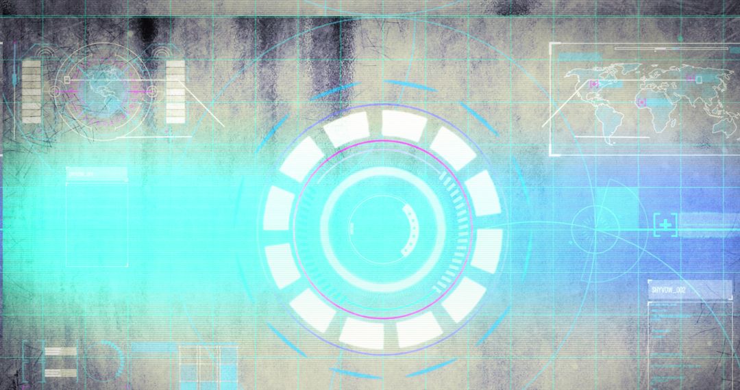 Digital Interface Neon Scanner with Glitch Effect