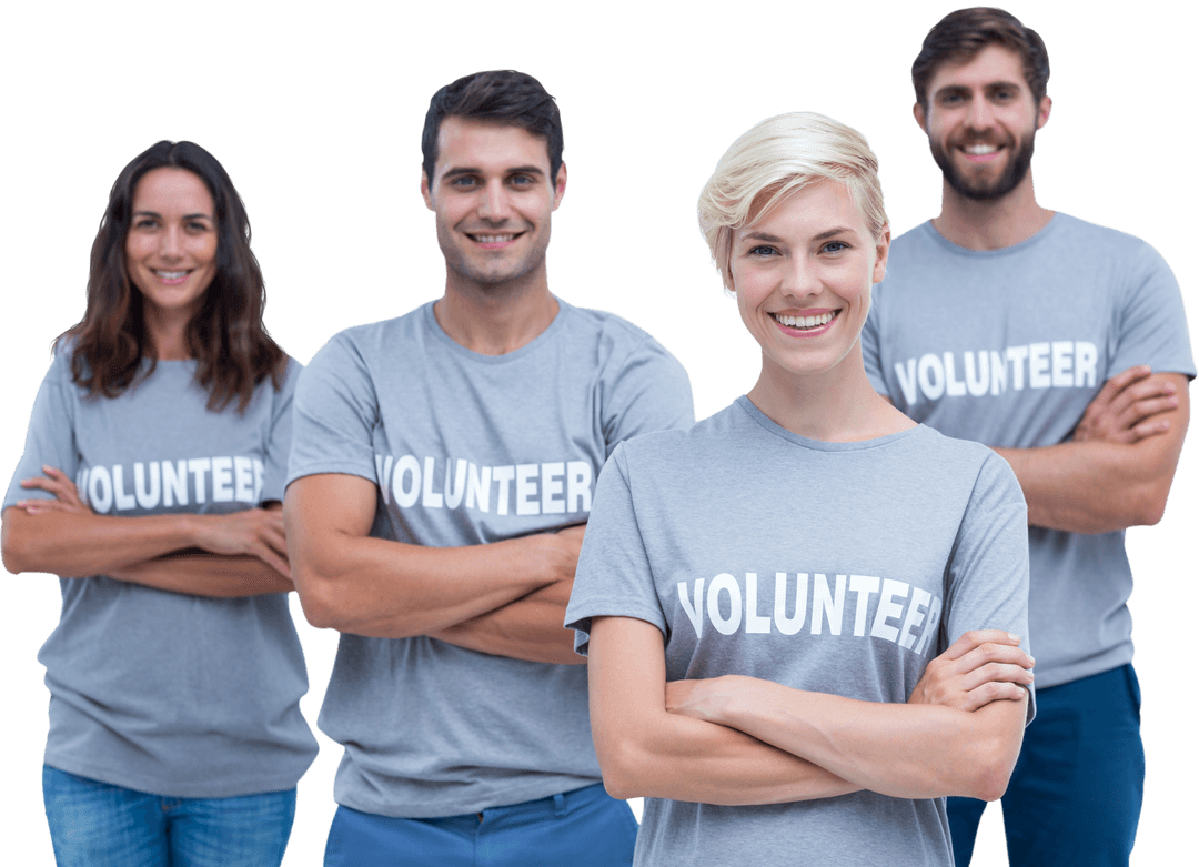 Caucasian Volunteers Smiling on Transparent Background