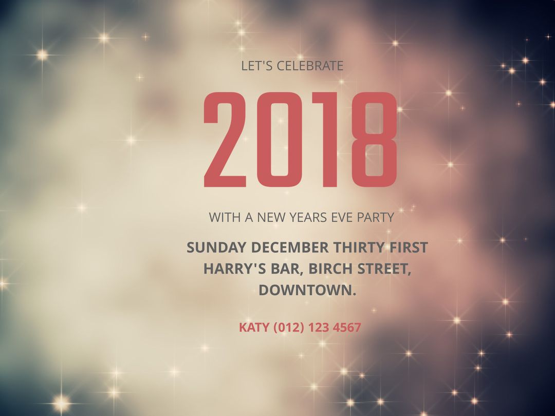 2018 New Year Party Celebration Invitation Template - Download Free Stock Templates Pikwizard.com