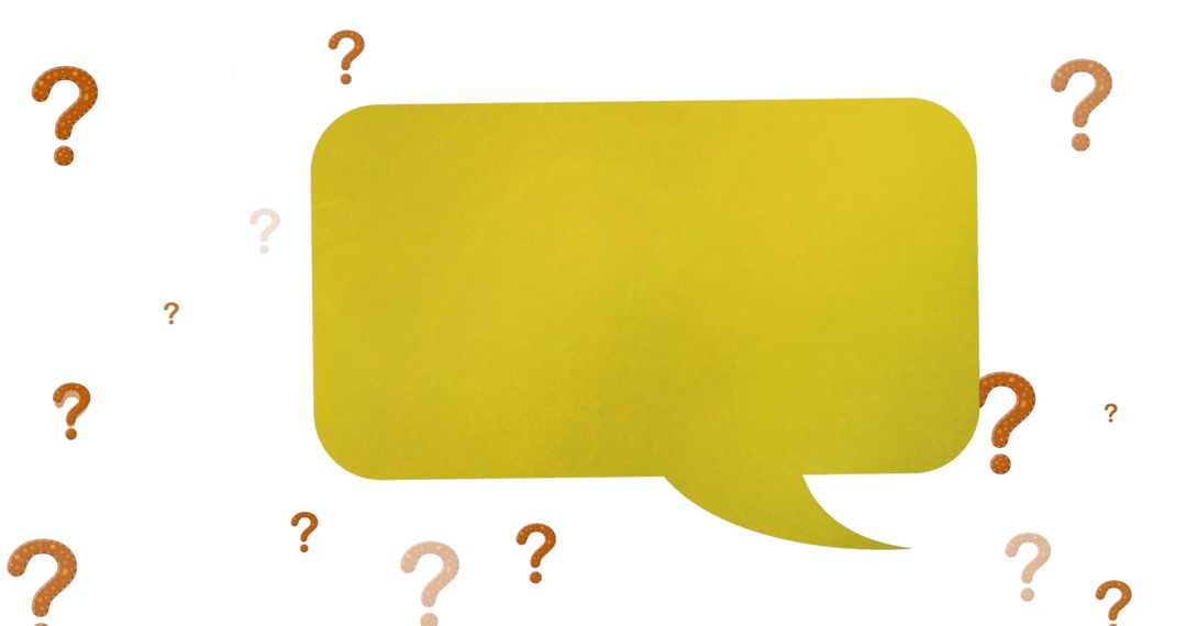 Yellow Speech Bubble with Illustrative Question Marks