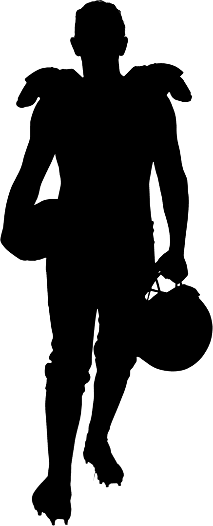 Silhouette of American Football Player in Action Pose Transparent