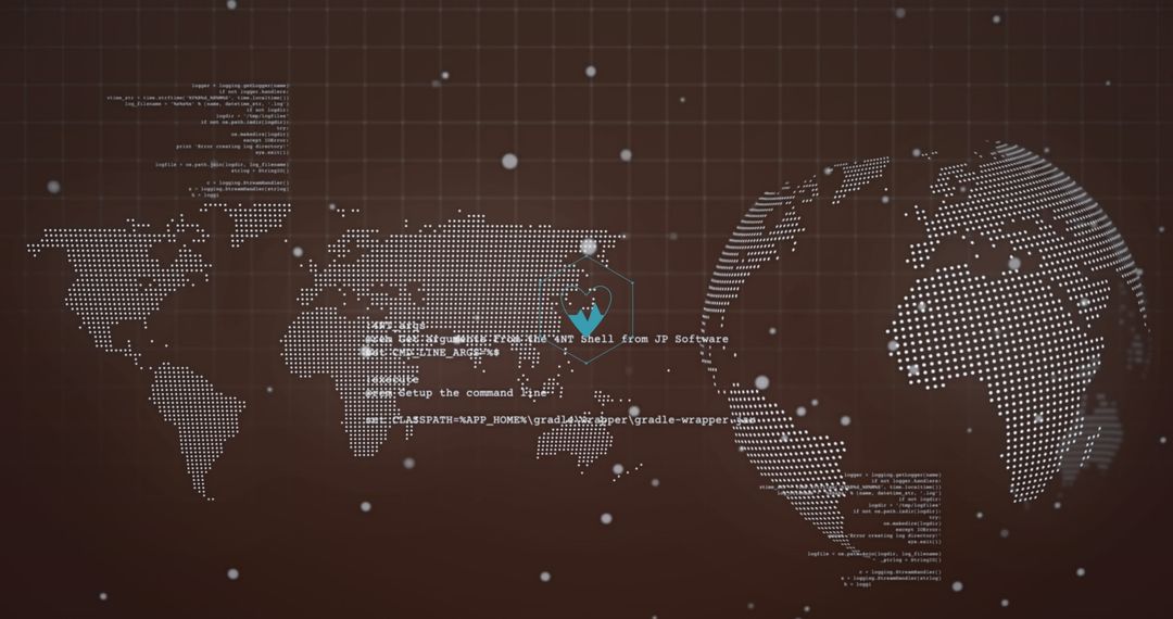 Digital world map with coding and globalization concepts