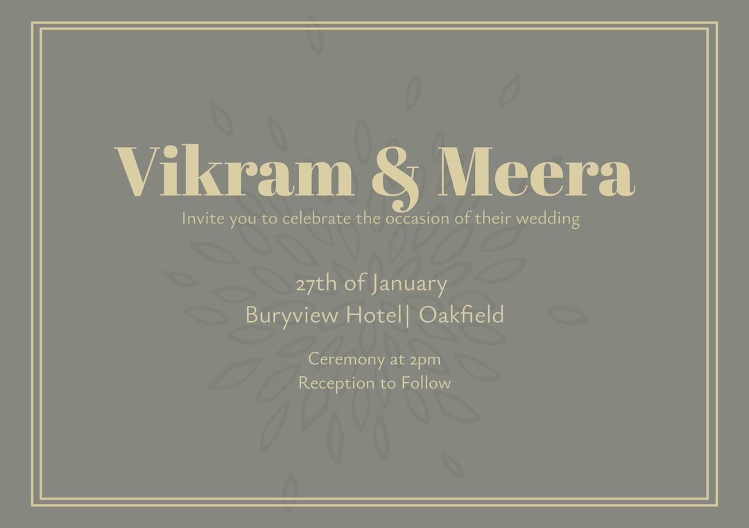 Elegant Wedding Invitation for Vikram & Meera - Download Free Stock Templates Pikwizard.com