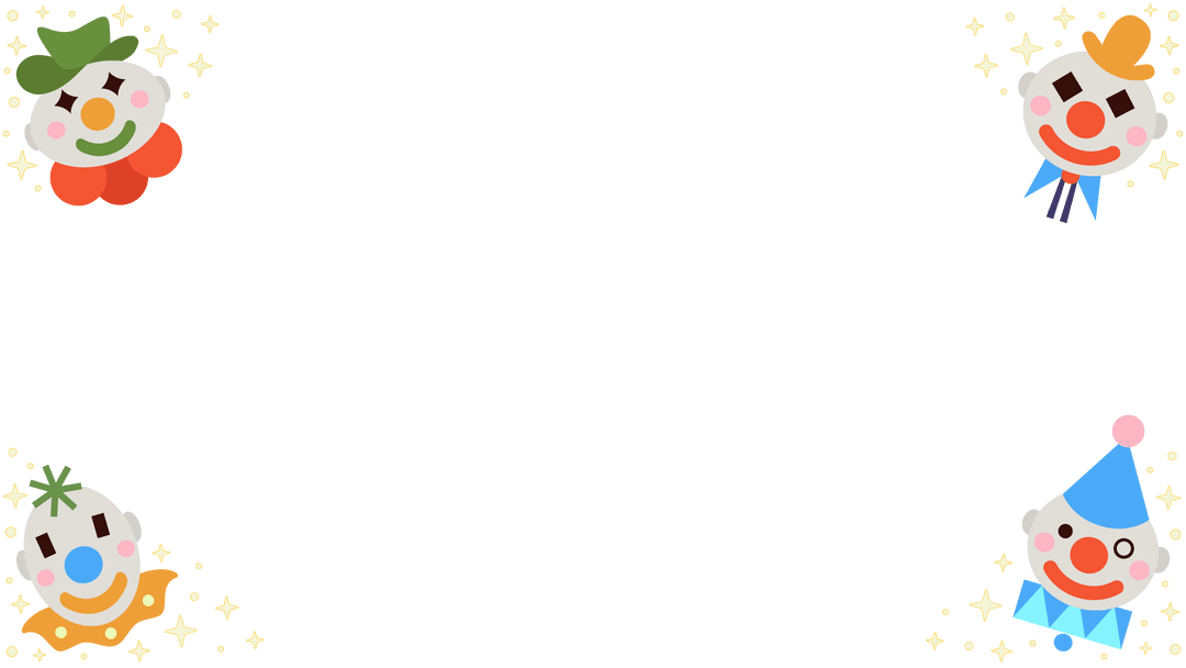 Whimsical Clown Heads Frame on Transparent Background