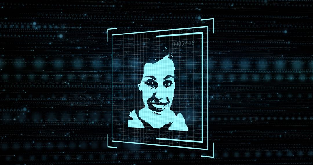 Futuristic Face Scanning Technology Interface with Neon Details