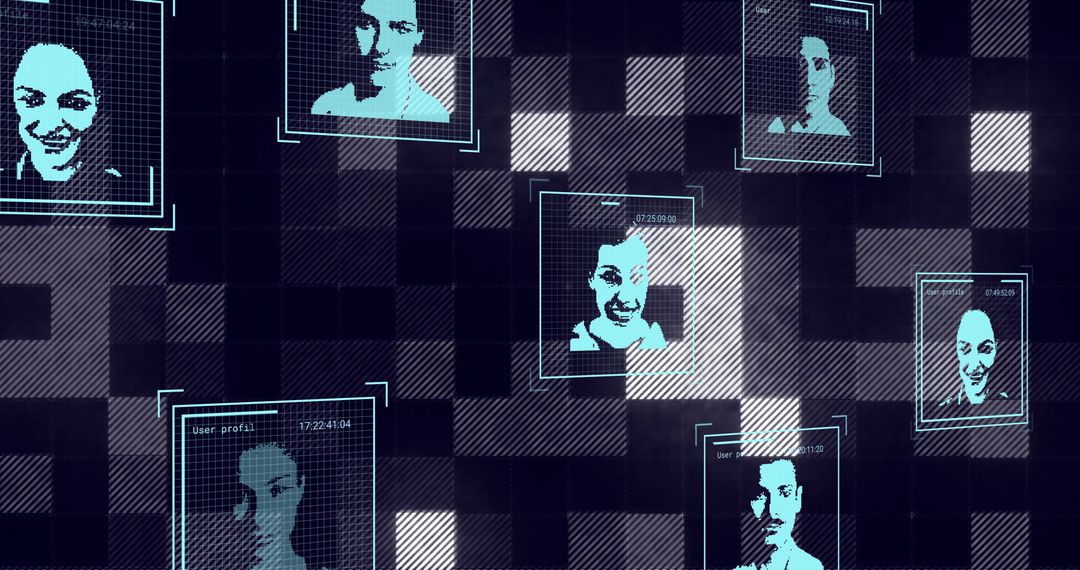 Digital Interface Displaying Facial Recognition Profiles