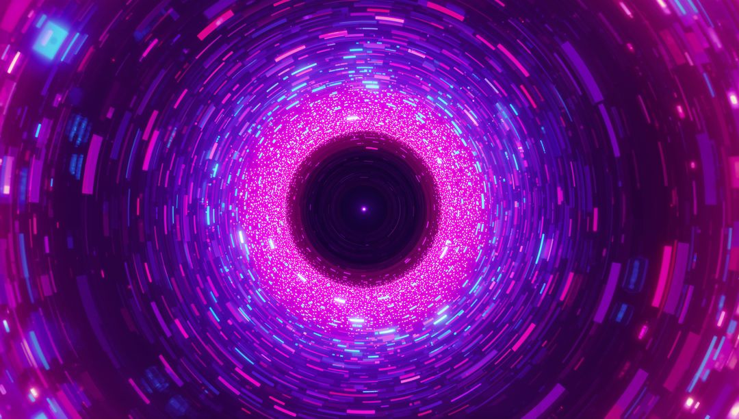 Futuristic Digital Neon Vortex Creating Depth Illusion