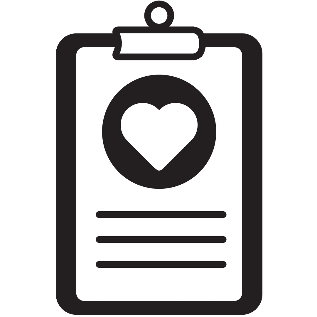 Love Heart Symbol on Clipboard Isolated Vector on Transparent Background