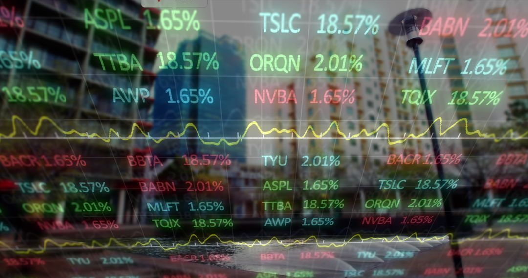 Digital Data Processing Overlaying Vibrant Cityscape