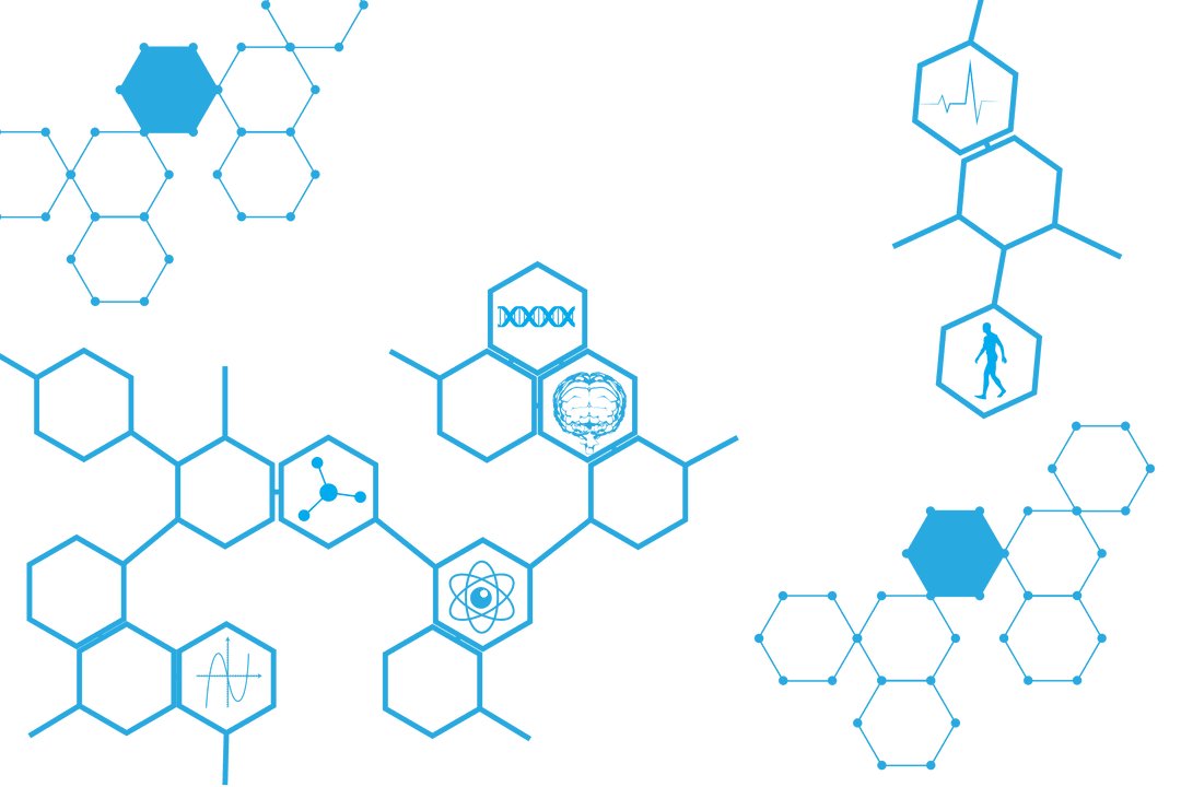 Transparent Medical Hexagonal Network with Blue Icons Vector