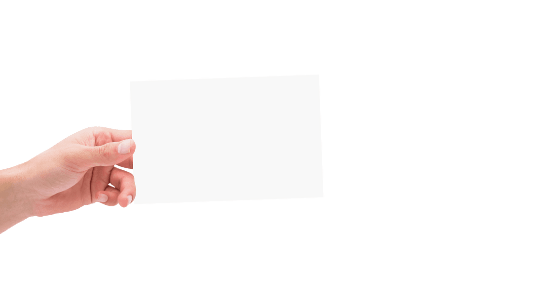 Hand Holding Blank Paper with Copy Space on Transparent Background
