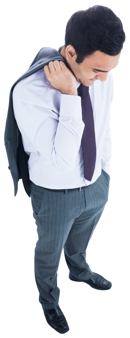 Professional Biracial Businessman with Suit Jacket on Transparent Background