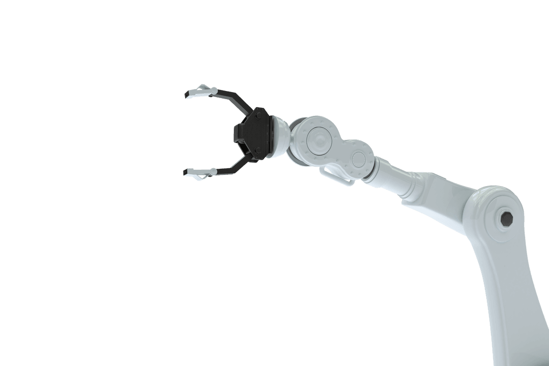 Robotic Hand Arm on Transparent Background Futuristic Concept
