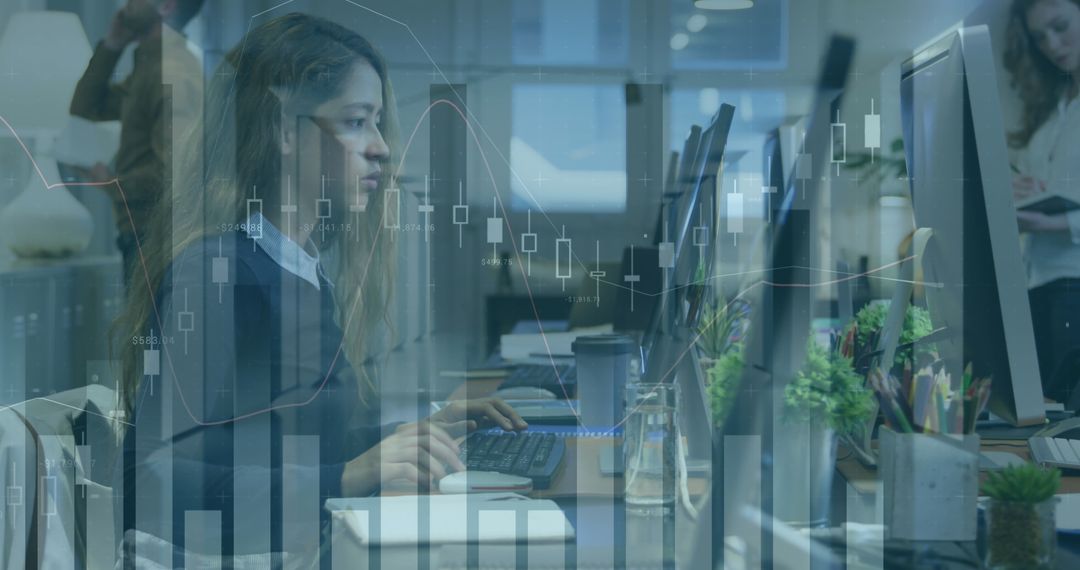 Financial Analytics with Diverse Business Team in Modern Office