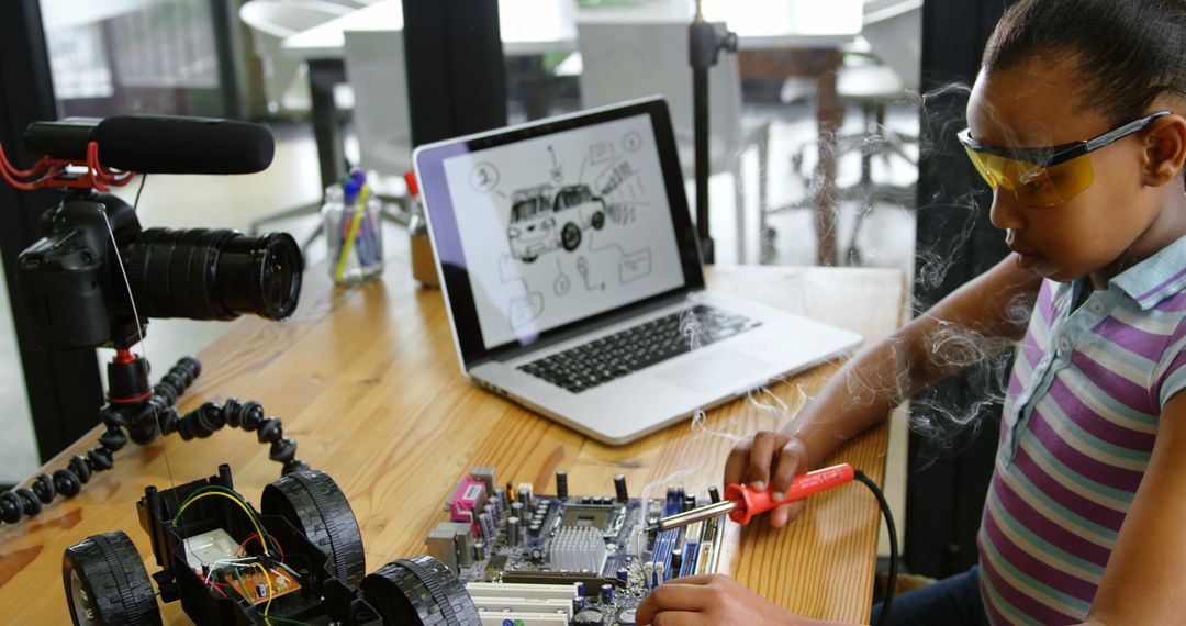 Young Girl Working on Robotics Project, Filming Activity for Vlog - Free Images, Stock Photos and Pictures on Pikwizard.com