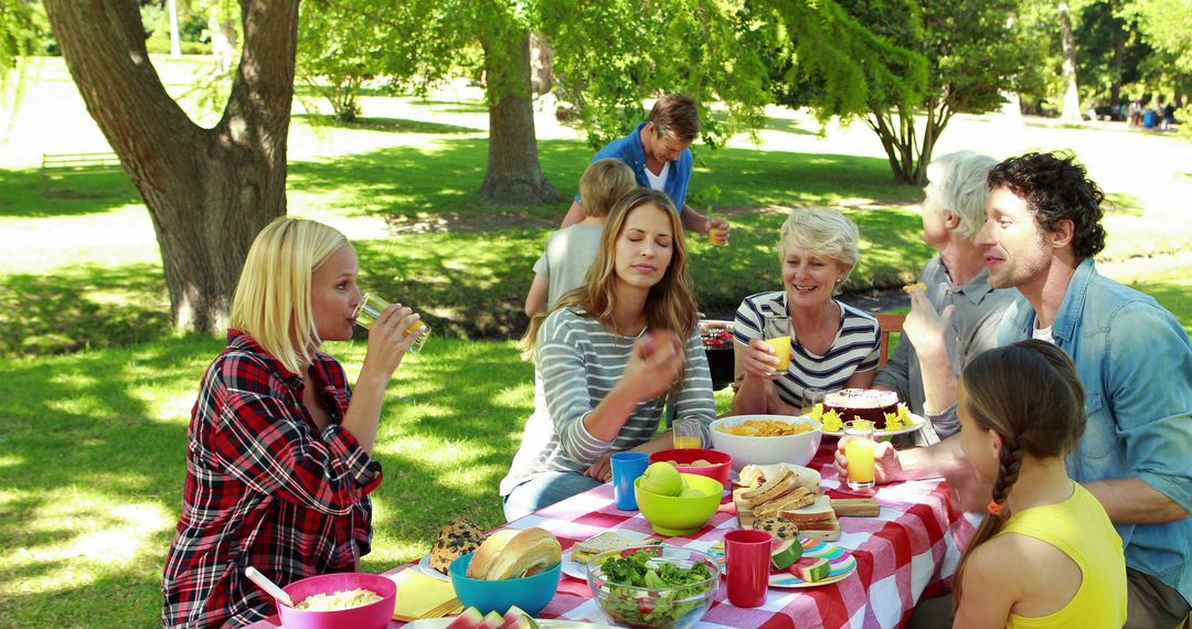 Family Enjoying Outdoor Picnic in Park on Sunny Day - Free Images, Stock Photos and Pictures on Pikwizard.com