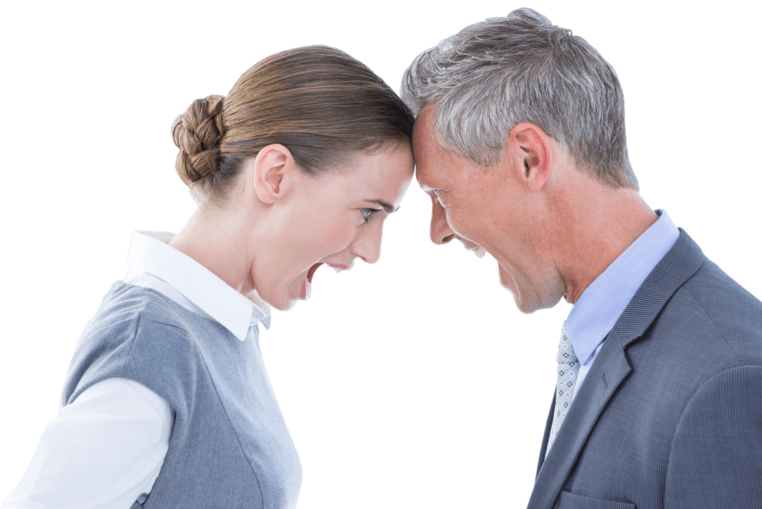 Transparent Business Colleagues Arguing in Office Setting