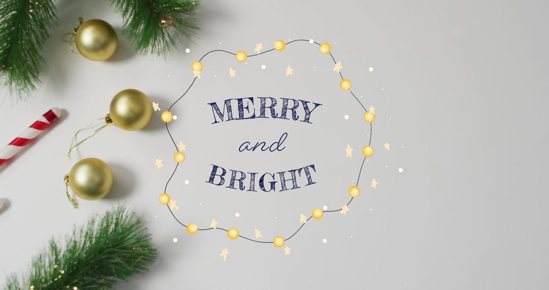 Festive Holiday Banner with Ornament Decorations and Text
