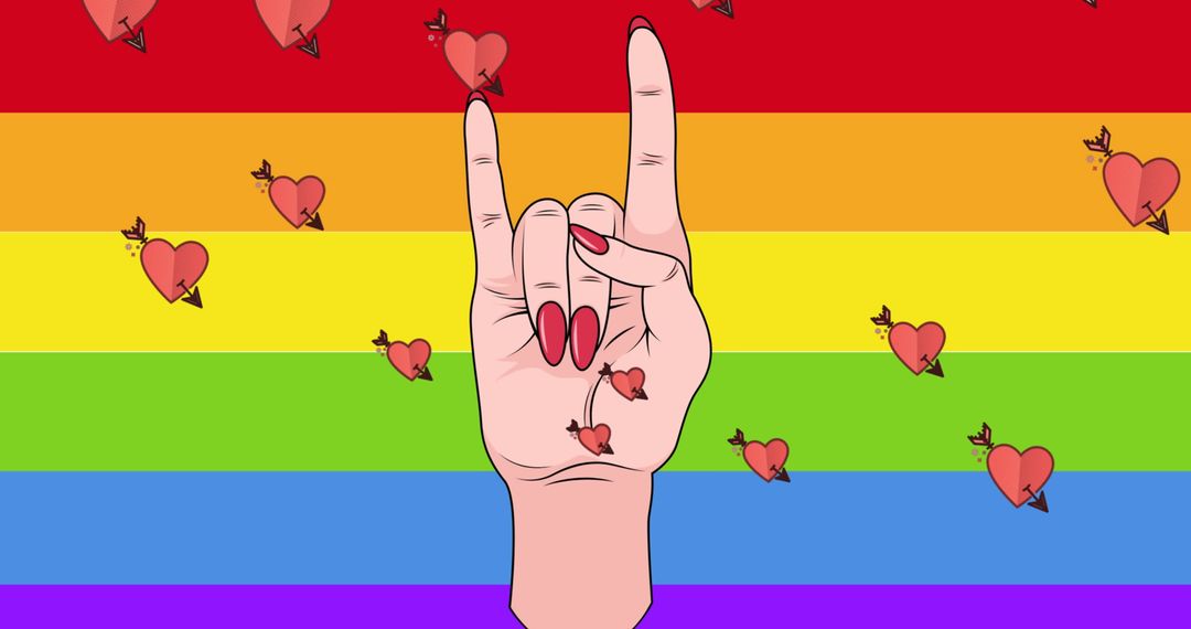 Love and Acceptance Symbols with Rainbow Flag for Pride