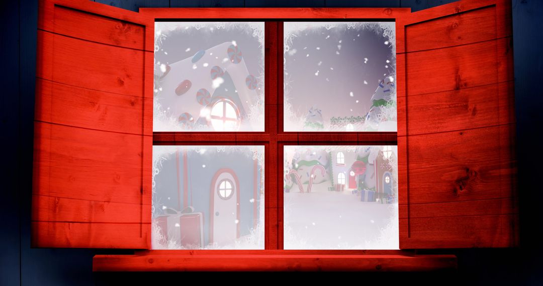 Cozy Christmas View Through Frosted Window