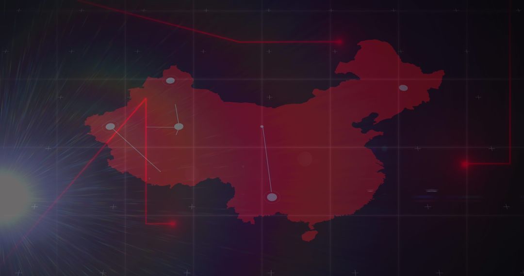 Digital Network Illustration Over Map Silhouette