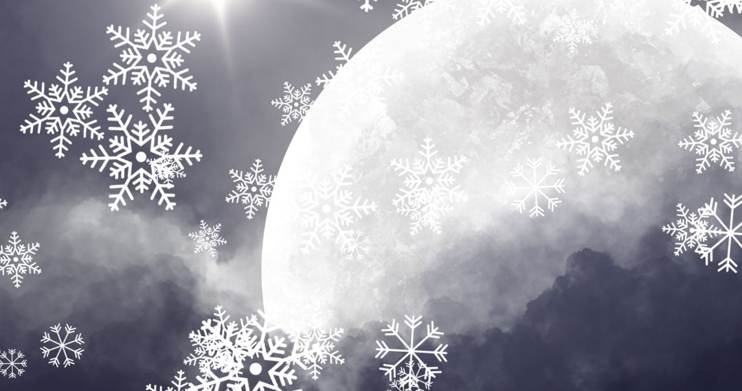 Winter Elegance with Snowflakes and Bright Full Moon