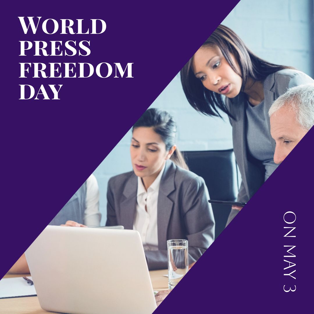 Diverse Business Team Planning for World Press Freedom Day Celebration