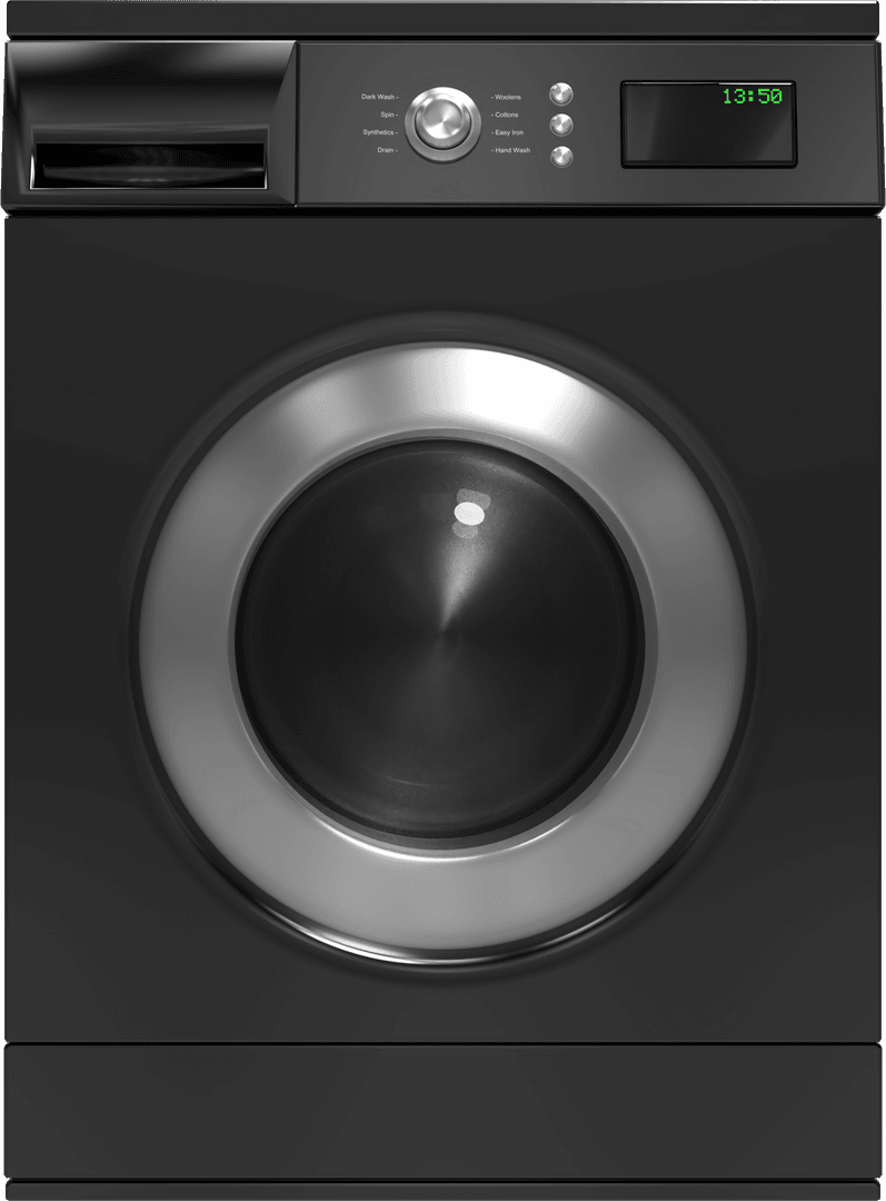 Transparent Modern Grey Washing Machine Front with Digital Interface