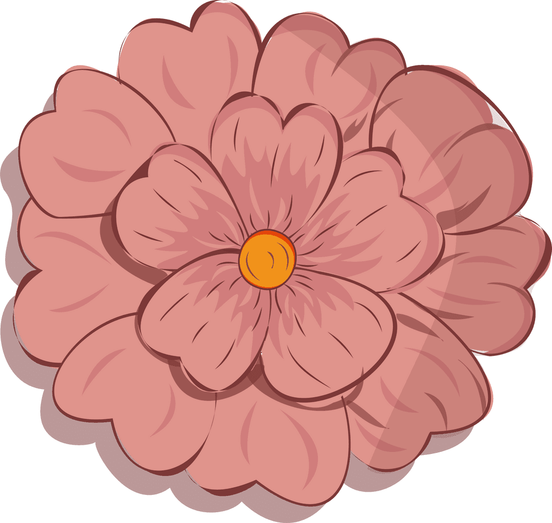 Flat Coral Flower Illustration on Transparent Background