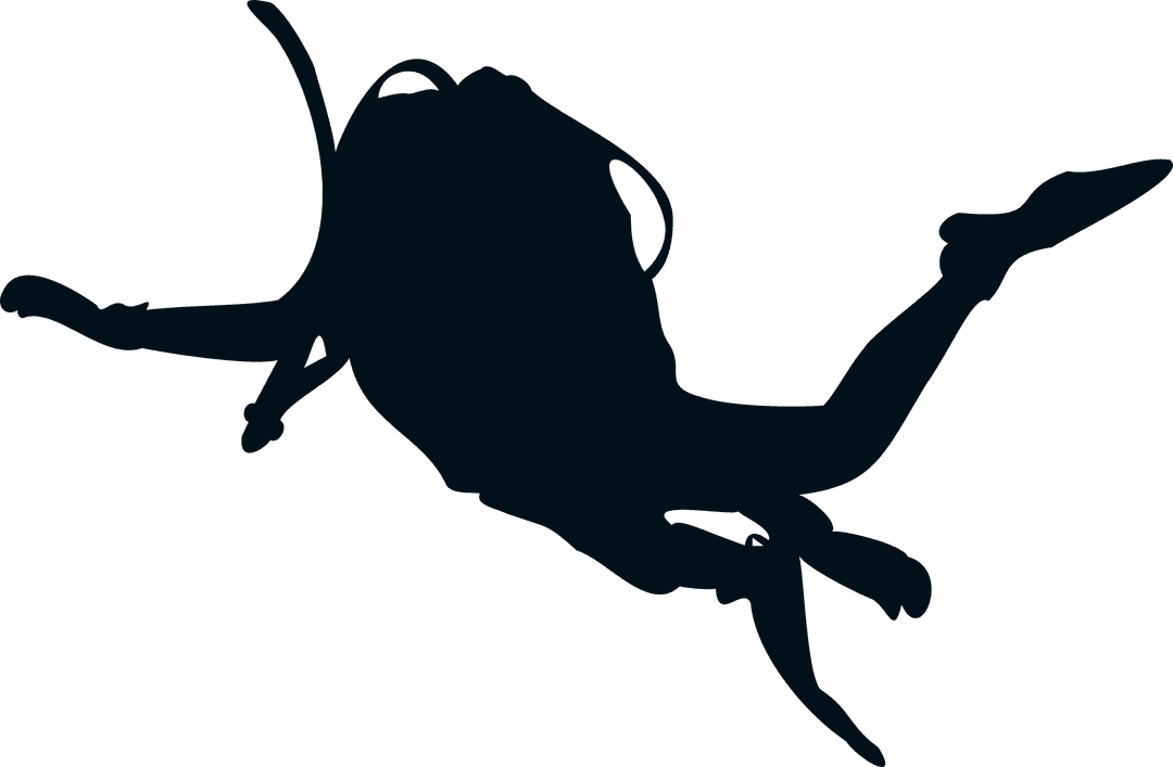 Silhouetted Scuba Diver Icon on Transparent Background