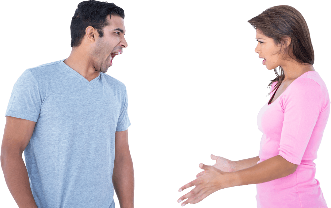 Transparent Couple Arguing with Intensity and Frustration