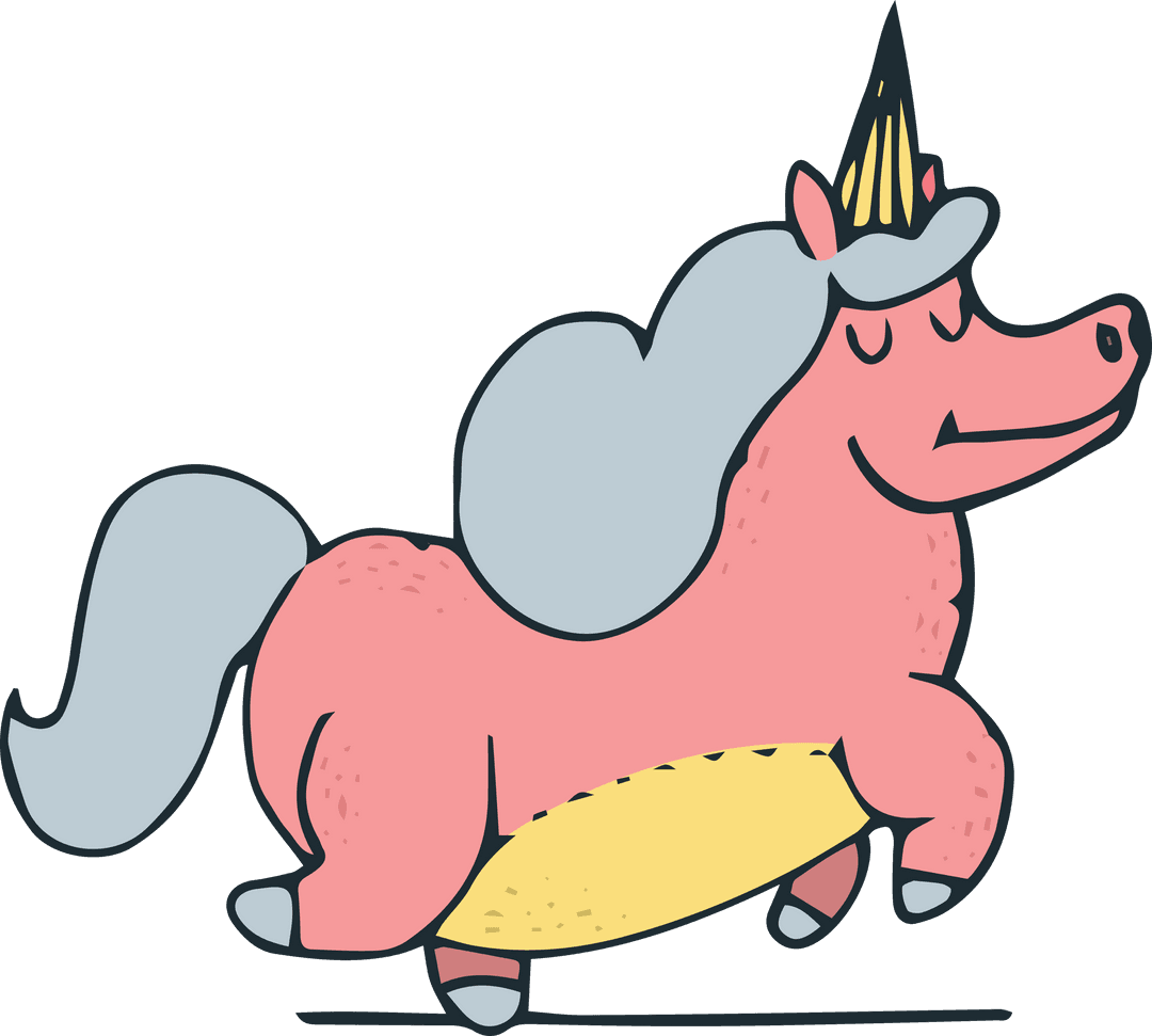 Happy Pink Unicorn on Transparent Background