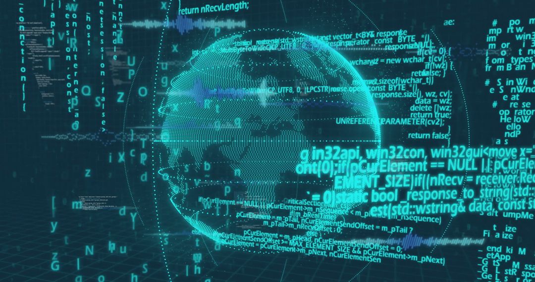 Holographic Wireframe Globe with Rotating Data Visualization